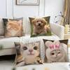 Милая наволочка на подушку с изображением домашнего питомца, двусторонняя плюшевая наволочка – для автомобиля, дивана, спальни, идеально подходит в качестве подарка.