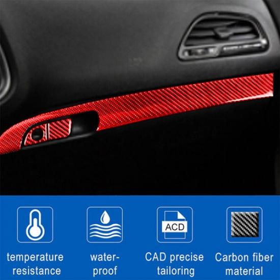 3Pcs Red Carbon Fiber Copilot Dashboard Panel Cover Trim For Dodge Charger 2015+