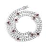 BES 4mm Iced Out 5A CZ Tennis Chain Red Four Leaf Clover Necklace Hip Hop Lucky Jewelry for Women Men