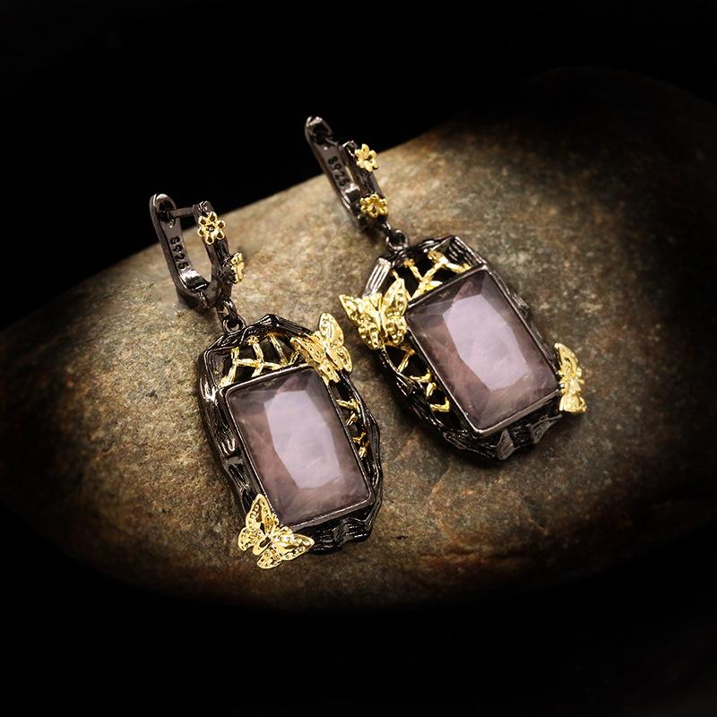 Palace Retro Luxury Natural Gem Water Drop Earrings for Women