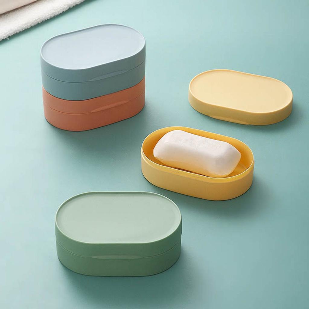Macaron Color Travel Soap Box Portable Creative Soap Case Home Waterproof With Lid Soap Plastic Tray Rack Bathroom Accessories