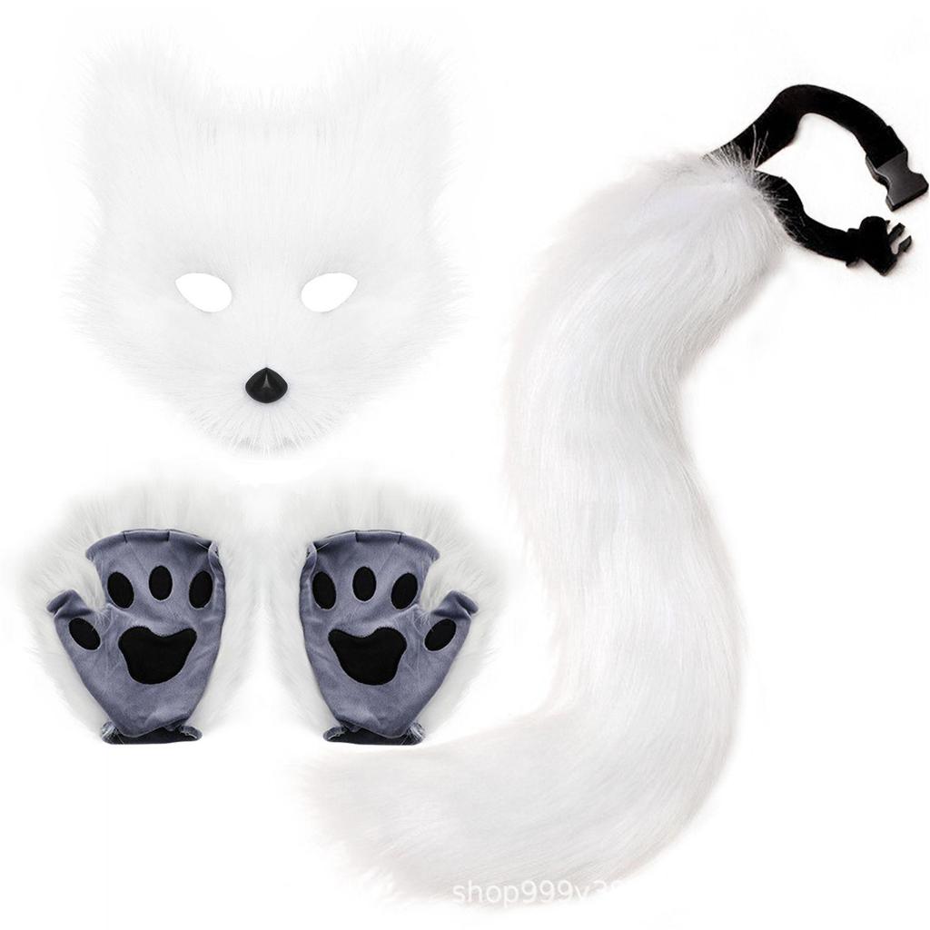 Halloween Costume Plush Fox Tail Cat Ears Orc Mask Gloves cosplay Role-playing costume