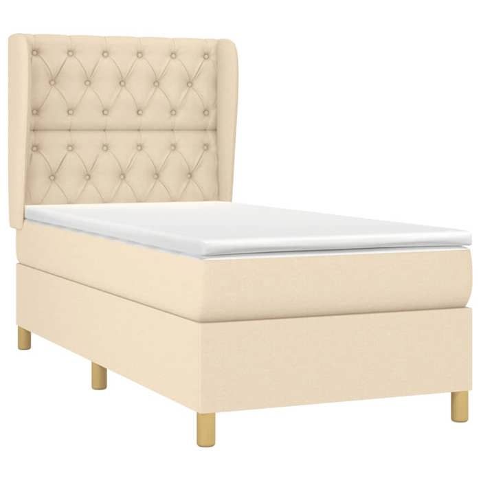 VidaXL Divan Bed with Mattress Cream 80x200 Cm Fabric - Model 3128722