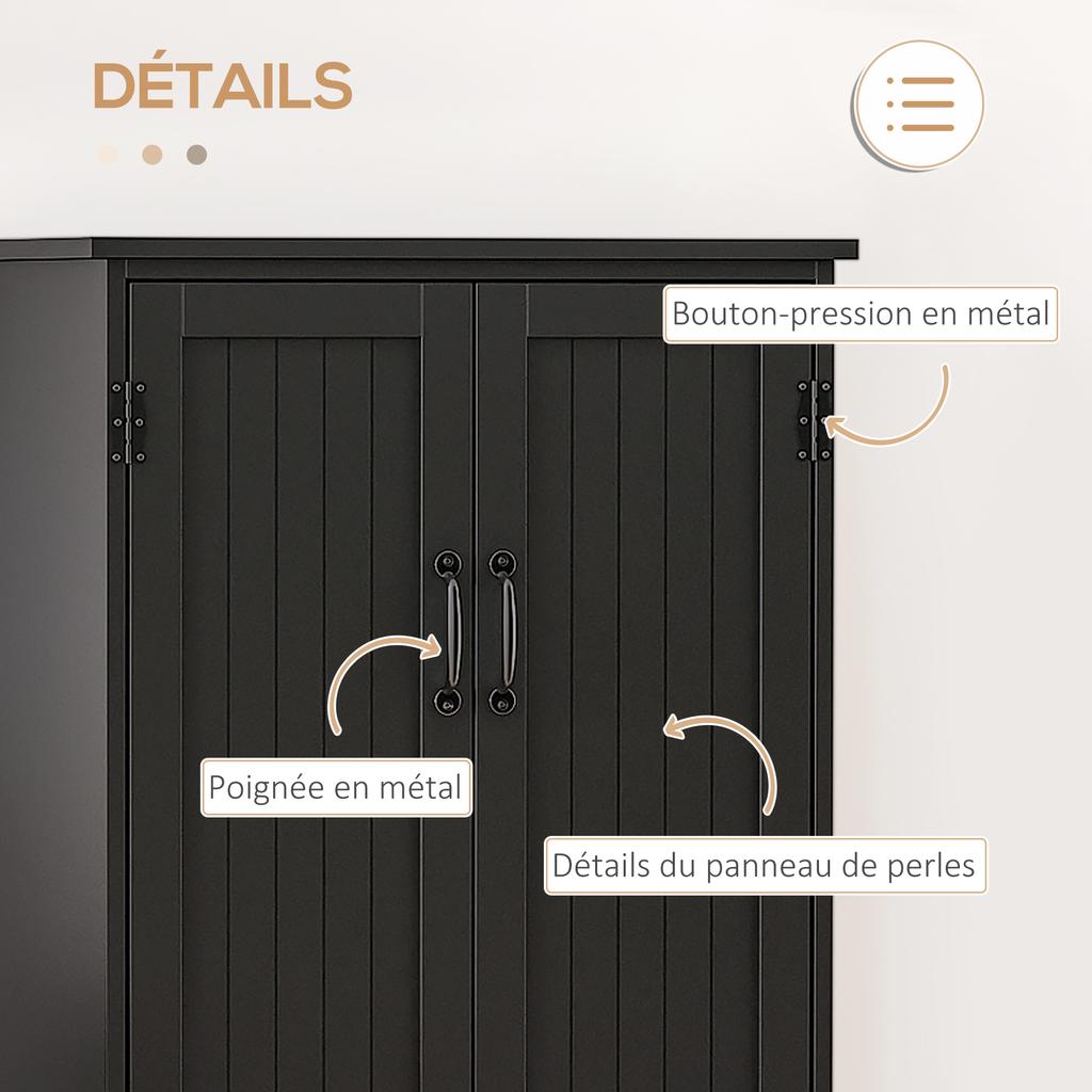 Kitchen Buffet Cabinet Contemporary Kitchen Cabinet Multi Storage 2 Cupboards 3 Shelves 60 X 30 X 123 Cm Black