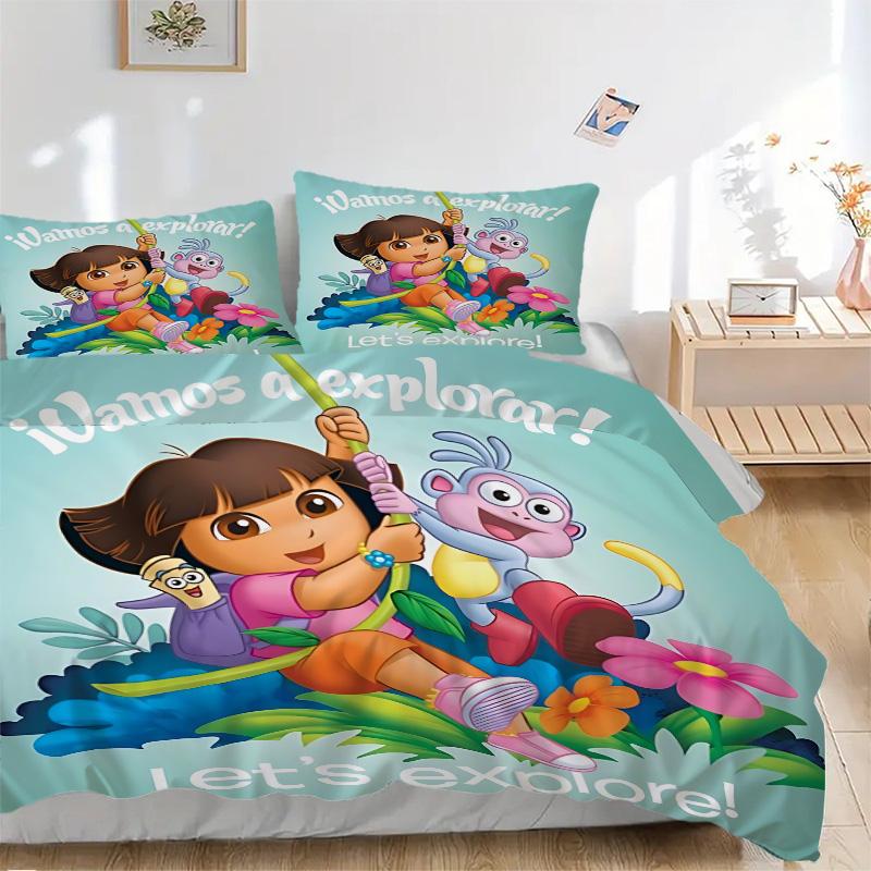 Explore Dora Print 3Pcs Bedding Setduvet Cover With 2 Bedropillowcase Home Birthday Gift