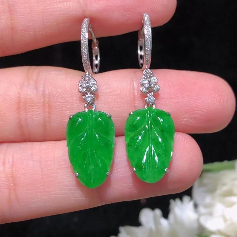 Классический дизайн Винтажные серьги с зелеными листьями для женщин Инкрустированные натуральным халцедоном серьги-капли Свадебные украшения подарок