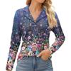 Женская мода для отдыха с длинным рукавом и V-образным вырезом с цветочным принтом