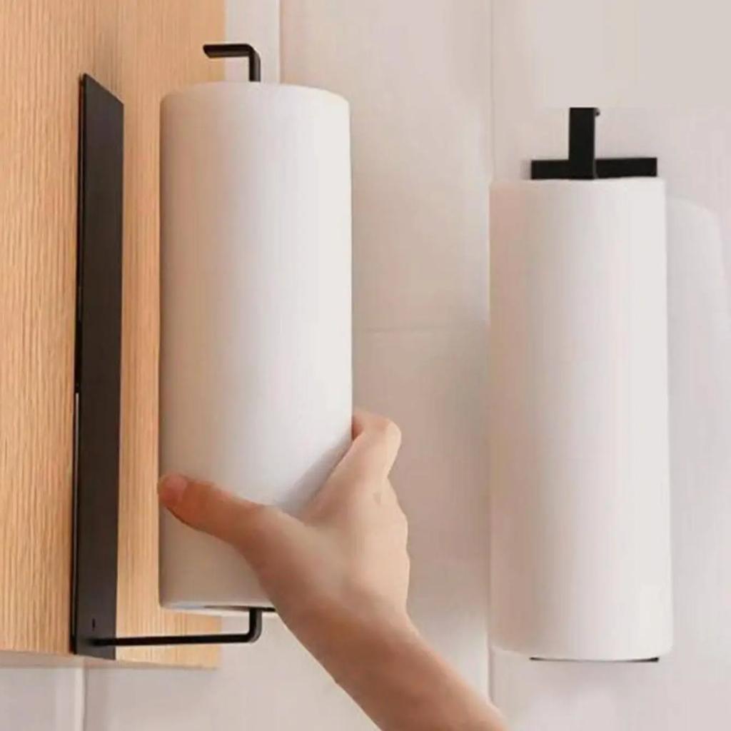 1pc-Self Adhesive Paper Racks Under Kitchen Cabinets, Bathroom Tissue and Towel Racks, Household Kitchen and Bathroom Supplies