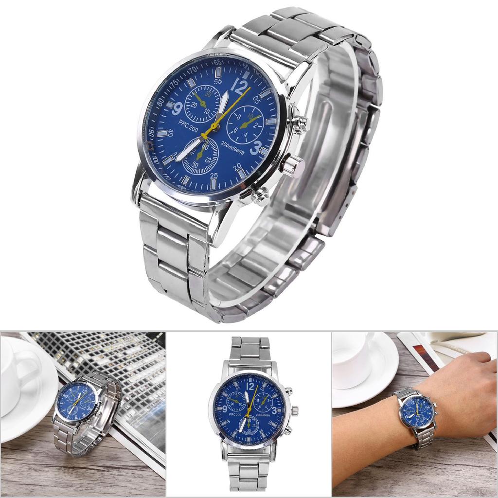 Мужские аналоговые часы с браслетом из нержавеющей стали и корпусом из сплава наручные часы (синий)