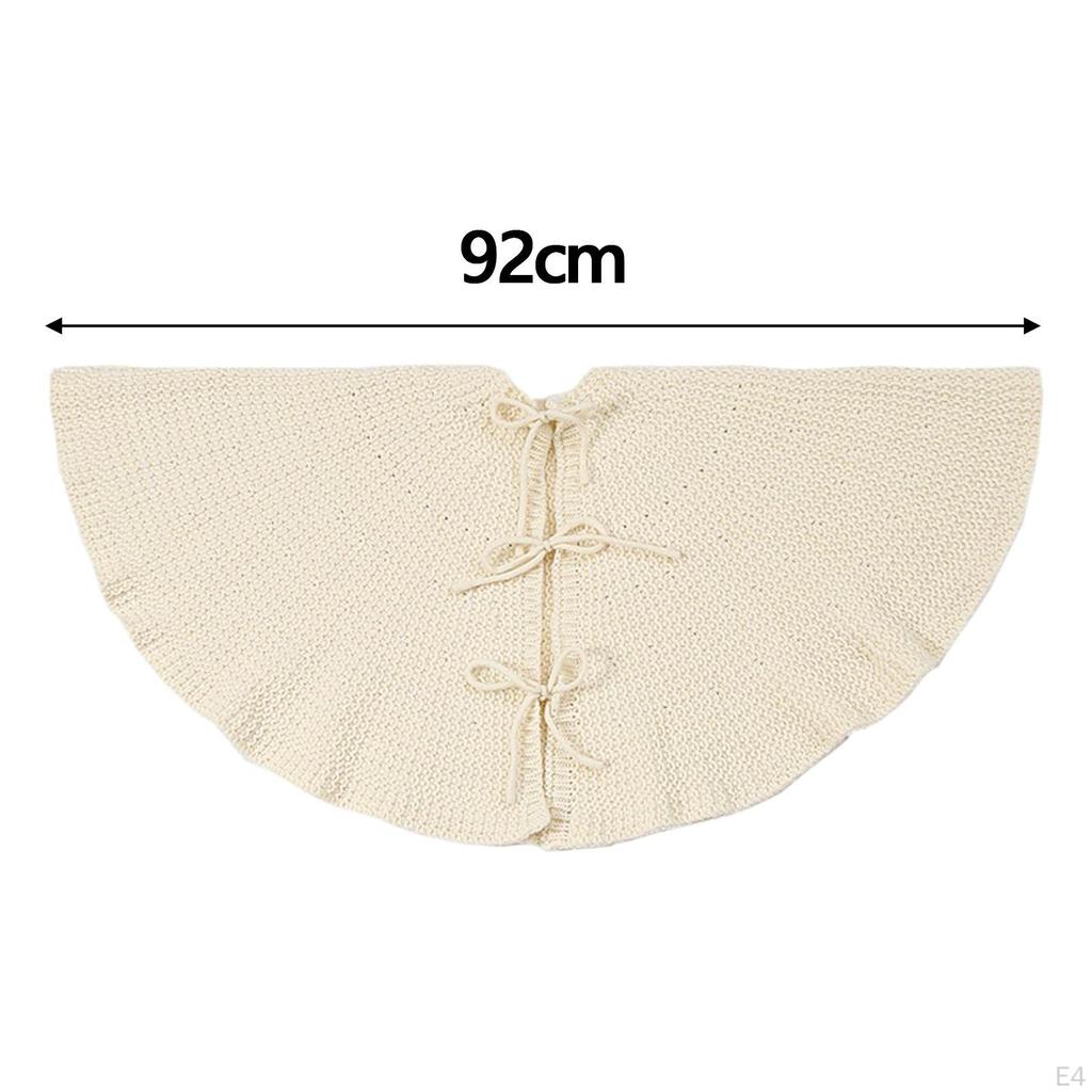Knitted Christmas Skirt Base Cover 92cm Round Carpet Ornament for Bedroom Farmhouse Office