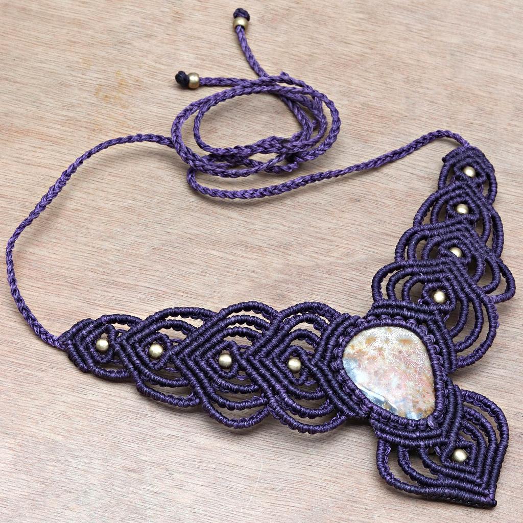 Ювелирное изделие из ниток макраме Ocean Jasper с драгоценными камнями ручной работы 20-36''Ad Ожерелье