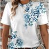 Новая летняя женская футболка с цветочным принтом, повседневная праздничная футболка с 3d принтом, повседневные футболки с короткими рукавами, модные женские футболки с круглым вырезом