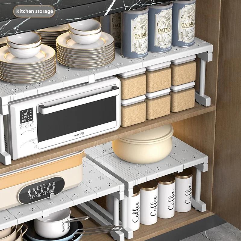 Шкаф штабелируемый Многоуровневые телескопические полки Аккуратное кухонное хранение Разделитель Органайзер для общежития Полка Части для хранения одежды Стеллаж