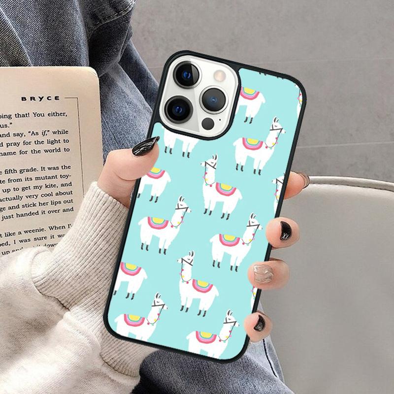 Милый Кавайный Чехол для Телефона с Ламой и Альпакой для iPhone 17 Air 16 16e 15 Plus для Apple 13 11 12 14 Pro Max Cover coque Shell