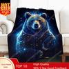 Levens Bear Blanket Throw Gifts for Adult, Soft Large Animal Lovers Gifts for Men Women Kids, Cozy Flannel Galaxy Bear Throw Bla