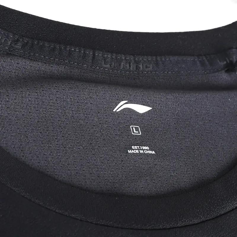 Li-Ning Модная Дышащая Удобная Футболка Пуловер с Круглым Вырезом и Коротким Рукавом Повседневный Спортивный Комплект Унисекс Топы YTSU163-3+YKSV147-1