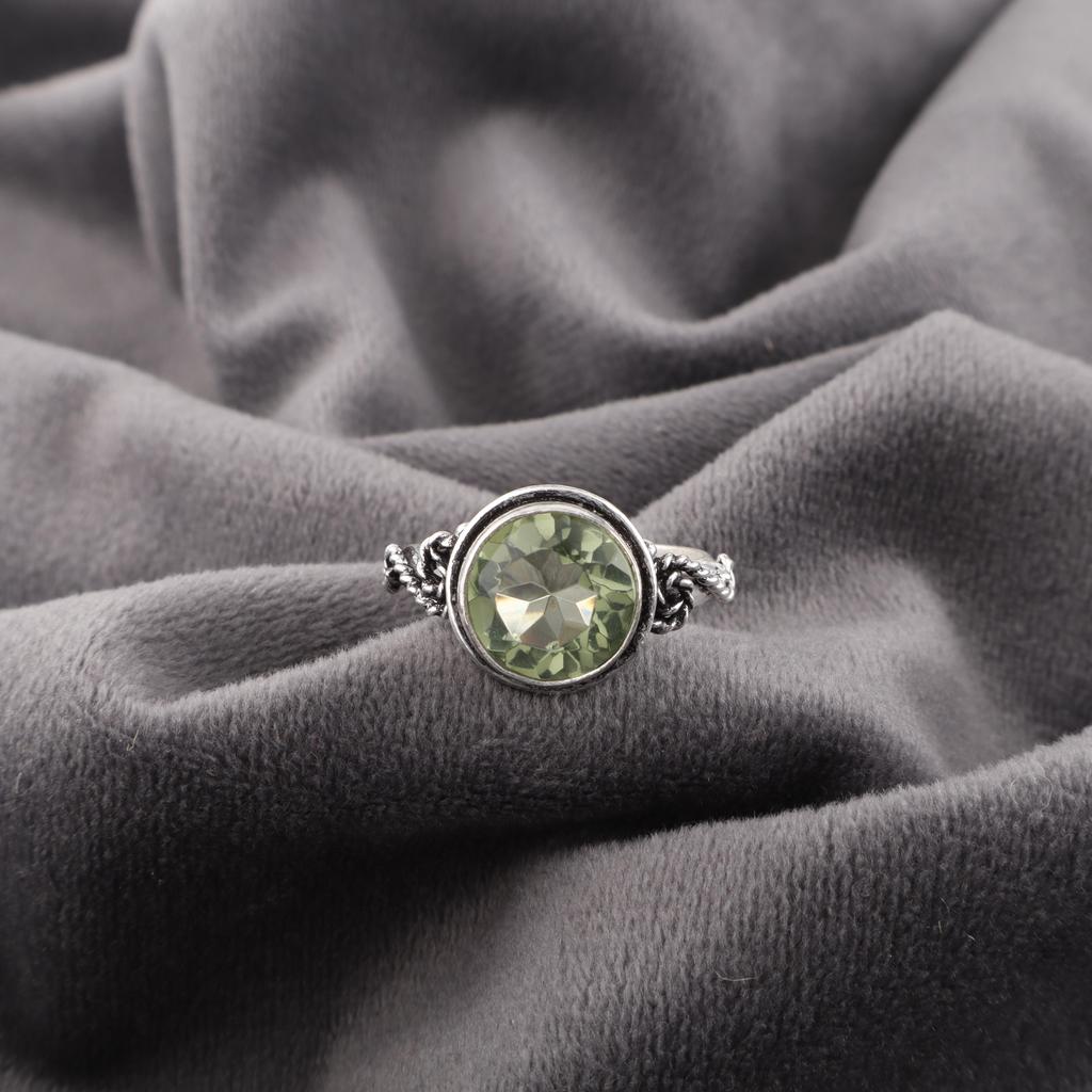 Green Amethyst Gemstone Ring, 925 Solid Sterling Silver Ring, Handmade Dainty Jewelry, Gift For Mother Day