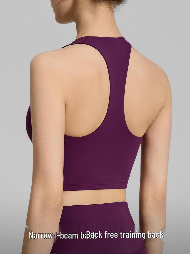Женский спортивный топ-бра с V-образным вырезом и топ-майка для йоги с завязками на шее и фиксированными чашками - Поддерживает жир в области подмышек