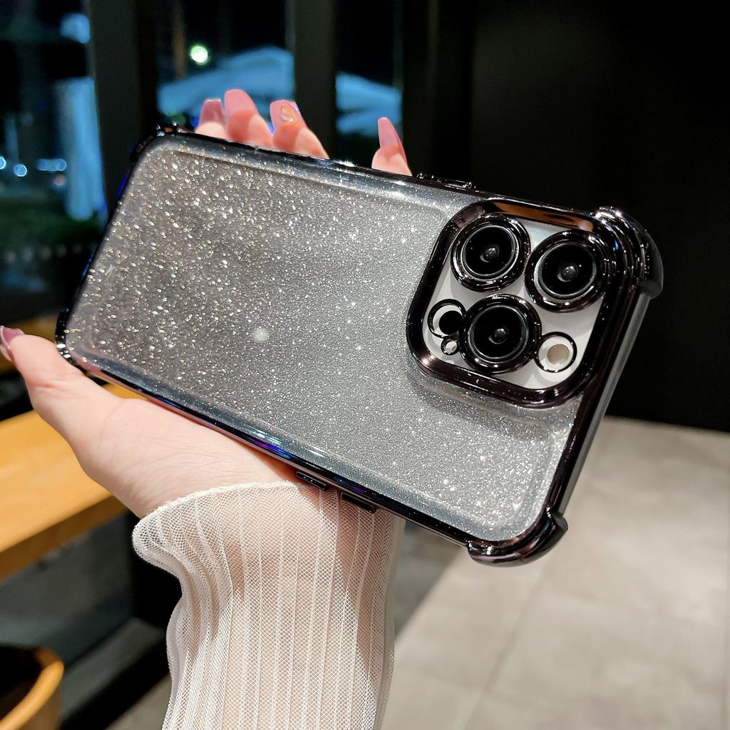 IPhone16Promax Четырехугольный противоударный чехол для телефона с гальваническим покрытием, подходит для блестящего градиентного Apple 14/13 защитного чехла