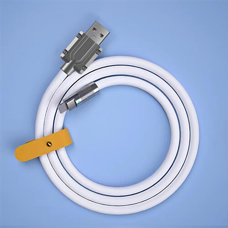 120W 6A Super Fast Charge Liquid Silicone Cable Type C Charger Micro USB Data Line 2m with Indicator Light