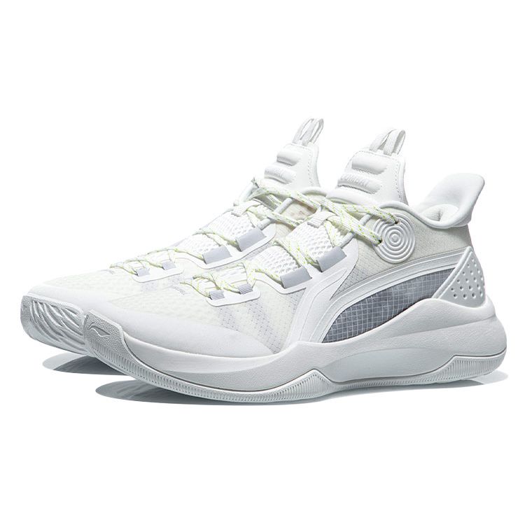 Li Ning Combat Low Durable Breathable Non-Slip Shock Absorption Supportive Low-Top Basketball Shoes Men Sneakers Off-White Gray ABPR027-2
