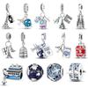 Шармы Медное покрытие Путешествия Рим Париж Италия Самолет Подвески Шармы Подходят для Оригинального Браслета Бусины Изготовление Подвесок Ювелирные изделия Подарок