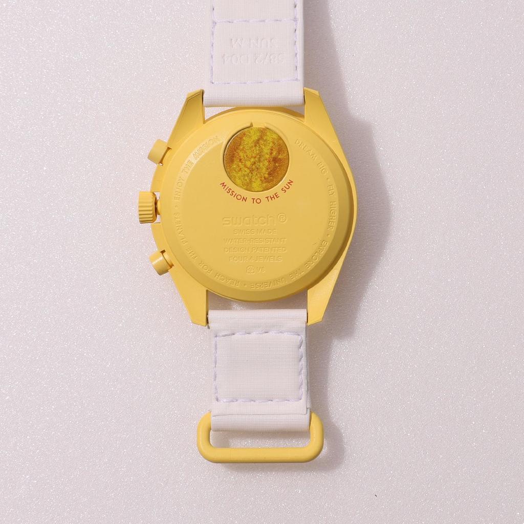 OMEGA SWATCH Sun Watch Omega Swatch Collaboration Genuine Box with Shopper Speedmaster Model Mission Waterproof Silicone × [With Band]