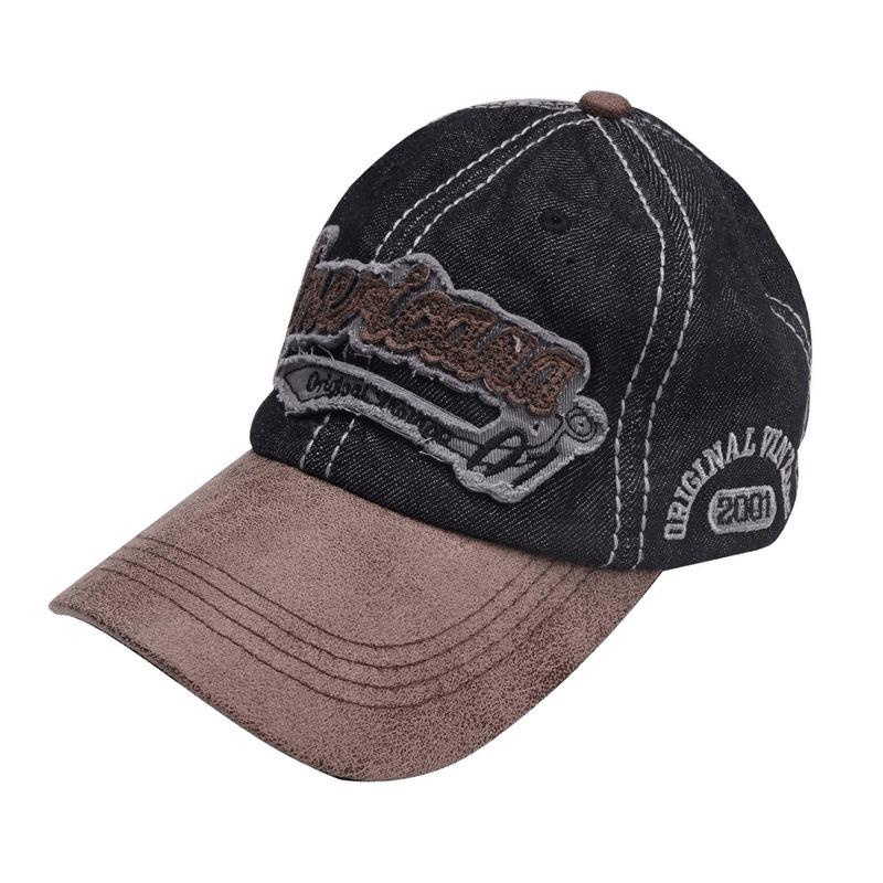 American retro lettered distressed baseball cap for couples, versatile sun hat, large head circumference, makes the face look smaller, denim baseball