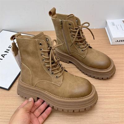 Женские универсальные ботинки Muffin Bottom в британском стиле со шнуровкой спереди и средней высотой голенища