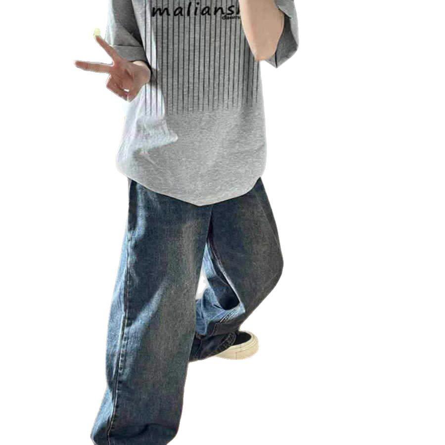 Женская футболка большого размера из чистого хлопка серого цвета с коротким рукавом - летний модный европейский и американский дизайн