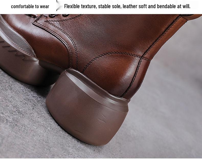 Женские ботинки Мартин из натуральной кожи на молнии на ретро платформе