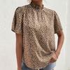 Ayollar Modasi Kundalik Leopard Print Qisqa Qisma O-Bo'yin Bluzkalar va Ko'ylaklar