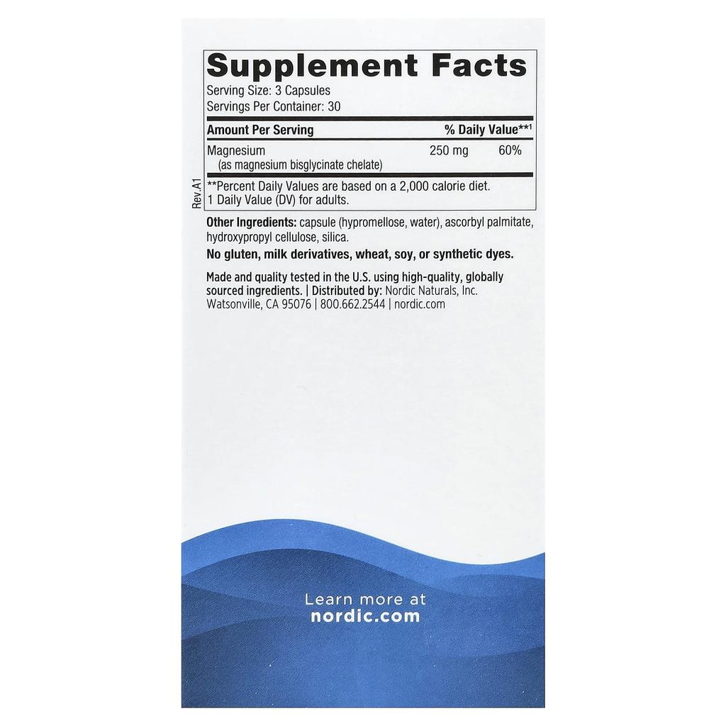 Nordic Naturals Магний Глицинат, 90 капсул (83 мг на капсулу)