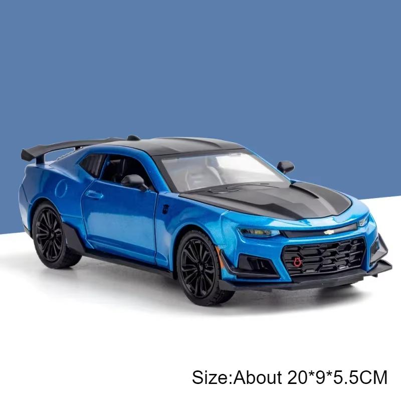 Scale 1:24 Camaro Lykan Sports Car Model Toy Diecast Metal Music Light Pull Back Miniature Supercar Models Good Gift for Friends