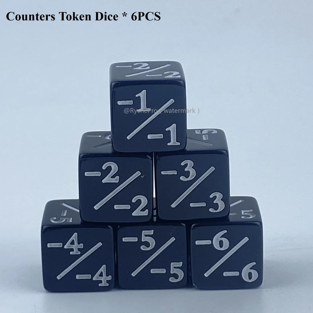 6pcs Counters Token Dice Compatible with Magic The Gathering Dices Cube Loyalty Counter Dice Set for MTG CCG DND PRG Card Gaming