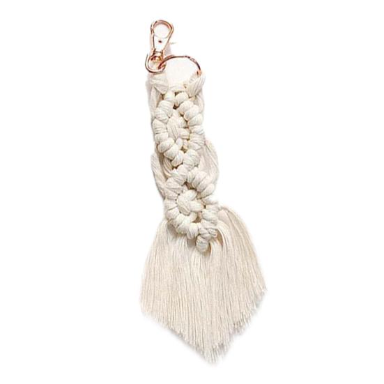 Брелок для ключей в богемном стиле ручной работы с кисточкой и пряжкой в ​​этническом стиле декоративный винтажный ручной работы макраме