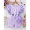 2-7Y Children's Bubble Sleeve Bodysuit Crossed Back Bodysuit Children's Short Sleeve