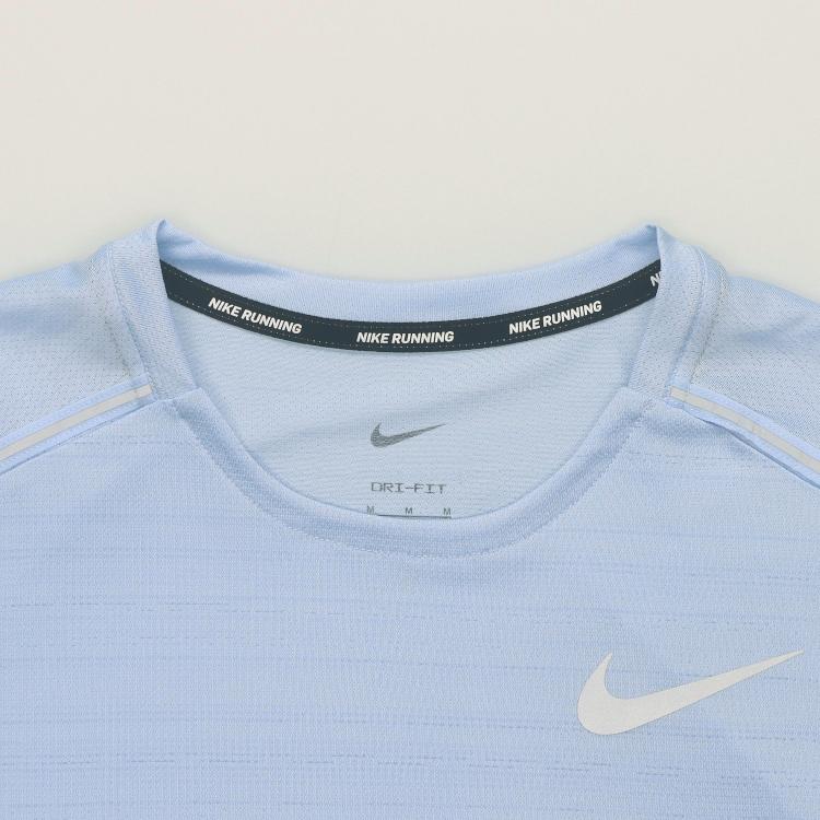 Nike Футболка Miler Logo Print, быстросохнущая, светоотражающая, дышащая, с круглым вырезом и коротким рукавом, для бега, мужские футболки, кобальтово-синие, AJ7566-479