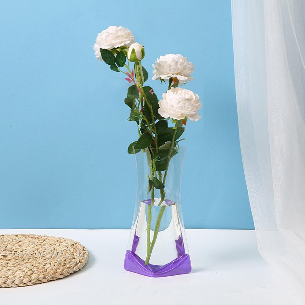 5Pcs Shatterproof Clear PVC Flower Vase Folding Plant Containers Easy To Clean Expandable Vase Room