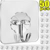 5/10/50pcs Transparent Stainless Steel Strong Self Adhesive Hooks Key Storage Hanger for Kitchen Bathroom Door Wall Multi-Function