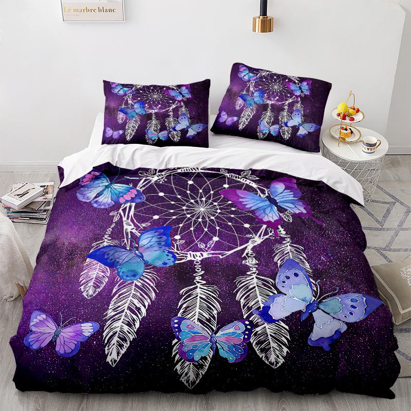 3D Цветной комплект постельного белья «Ловец снов» Индийский пододеяльник 2/3 для комнаты для девочек AU180 * 210 Домашний мягкий и легко чистящийся домашний костюм на молнии