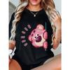 Crewneck T-Shirt Black Pink Bear With Magic Wand Print Casual Daily Wear