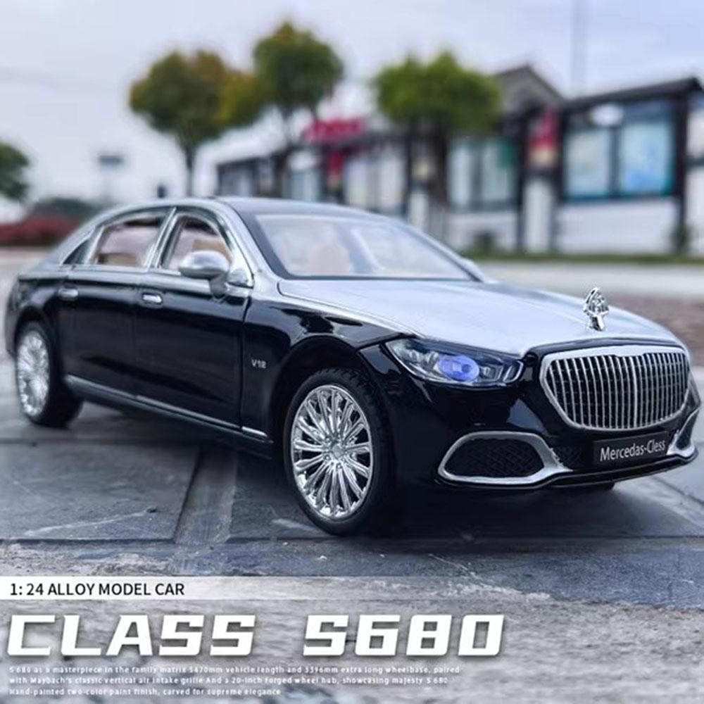 1:24 Maybach S680 Gle350 Игрушки Машинки Литой Сплав Модель Звук Свет Откат Открывающиеся Двери Переднее Колесо Рулевое Управление Транспортные Средства Детский Подарок