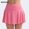High Waist Pleated Tennis Skirt with Pockets - Elastic, Anti-Exposure Yoga Fitness Skort