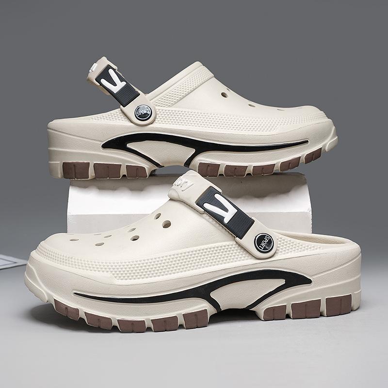 Мужские летние сандалии-дырки, универсальные, мужские пляжные туфли, повседневные дышащие полузакрытые прохладные тапочки для мужчин