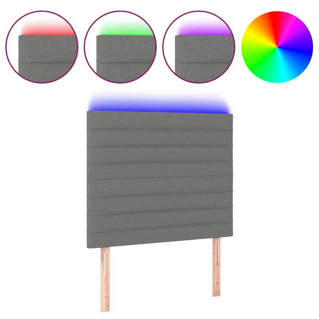 LED Headboard Dark Grey 80x5x118 128 cm Fabric
