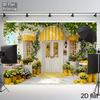 2D летний party гобелен, Веселый лимонный декор Фасад дома для фото и домашнего декора