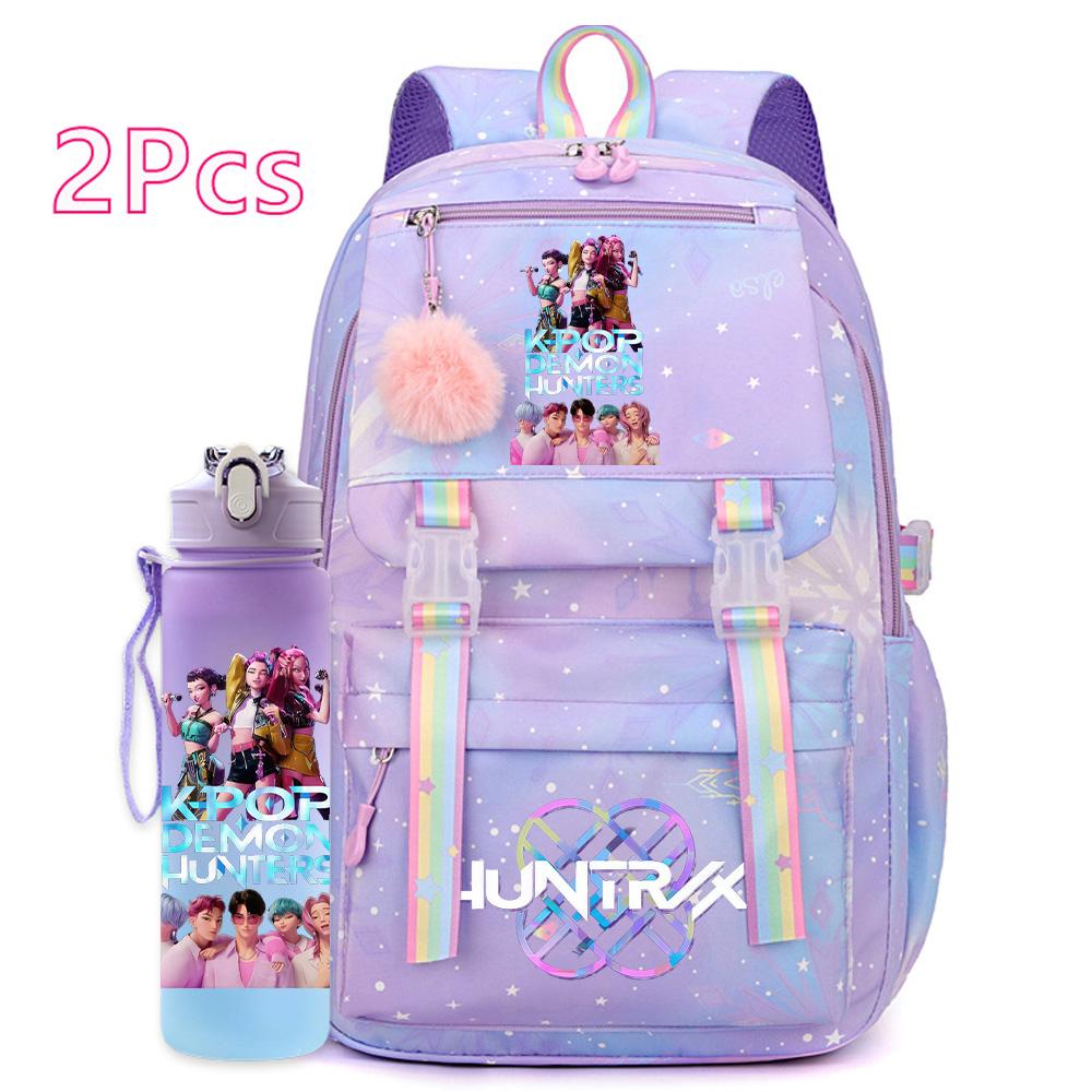 2 шт./набор Милый аниме K-pop рюкзак с принтом 750 мл бутылка для воды большой вместимости дорожная сумка для девочки-подростка мальчика школьный портфель детский подарок рюкзак