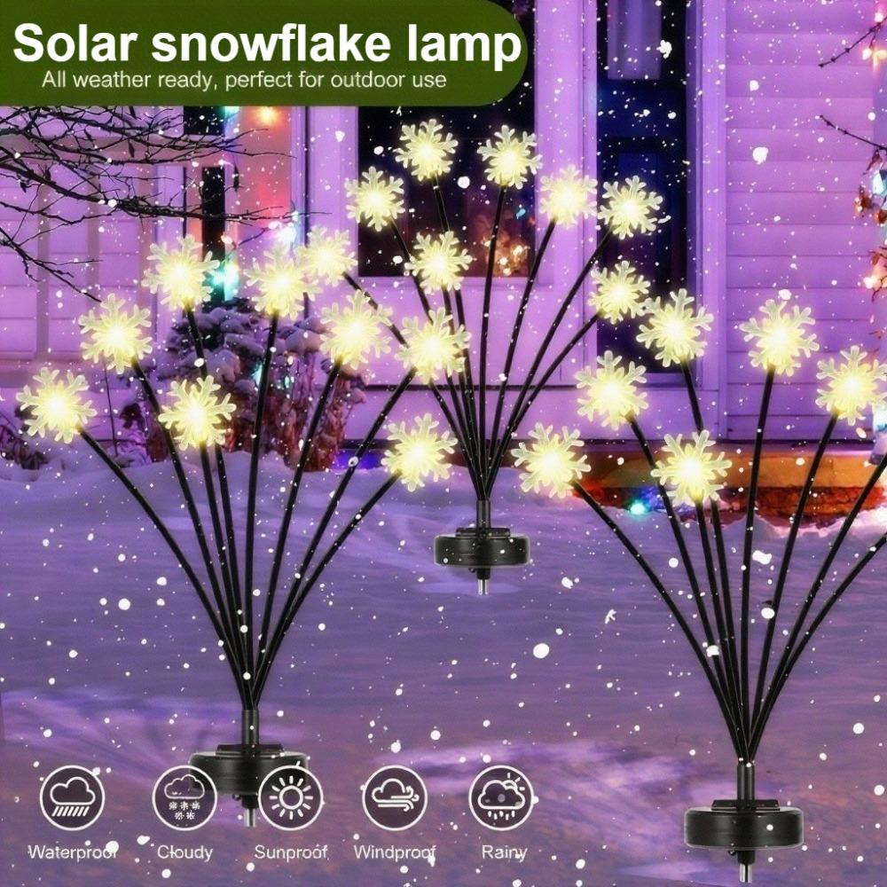 Solar Garden Lights Christmas Pathway Lamp Outdoor Decorations Firefly Light for Patio Pathway Big Bulb Solar Swaying Lights