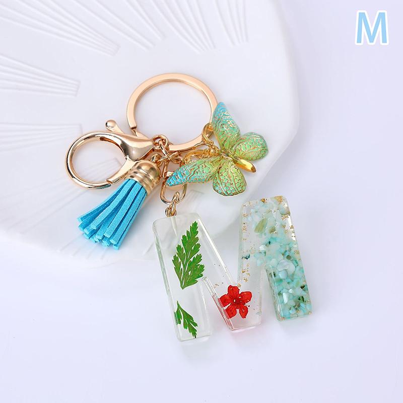 AZ Dreamy Sequin Letters Брелок для женщин Подвеска-бабочка с кисточками Инициал Брелок для кошелька Подвеска для сумок Амулеты Автомобильный брелок